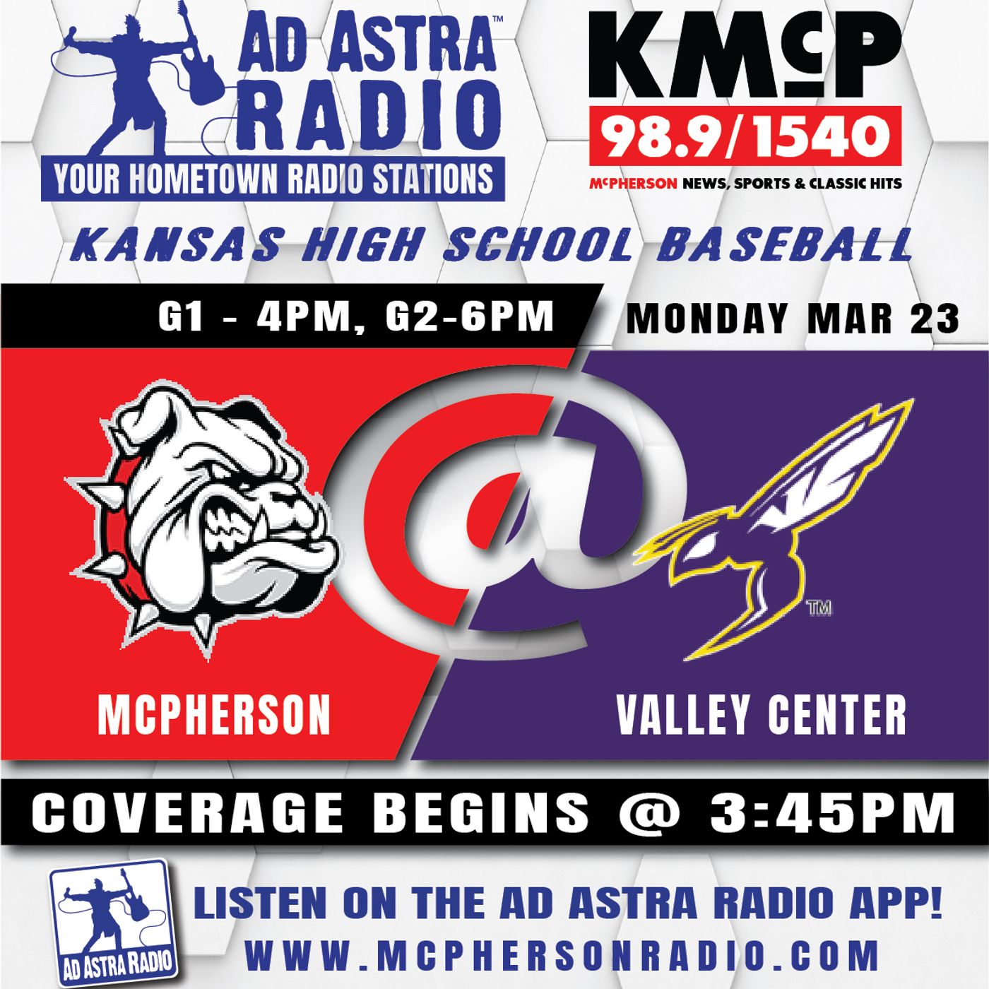 McPherson Bullpups at Valley Center Hornets High School Baseball (Game 2-March 24, 2026) episode artwork