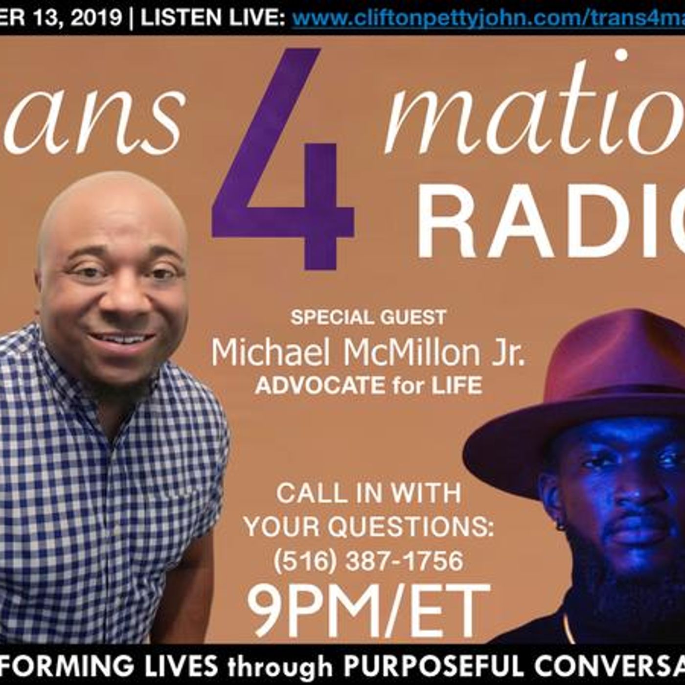 S1 E20: Michael McMillion Jr. Join Clifton Pettyjohn on TRANS4MATION RADIO episode artwork