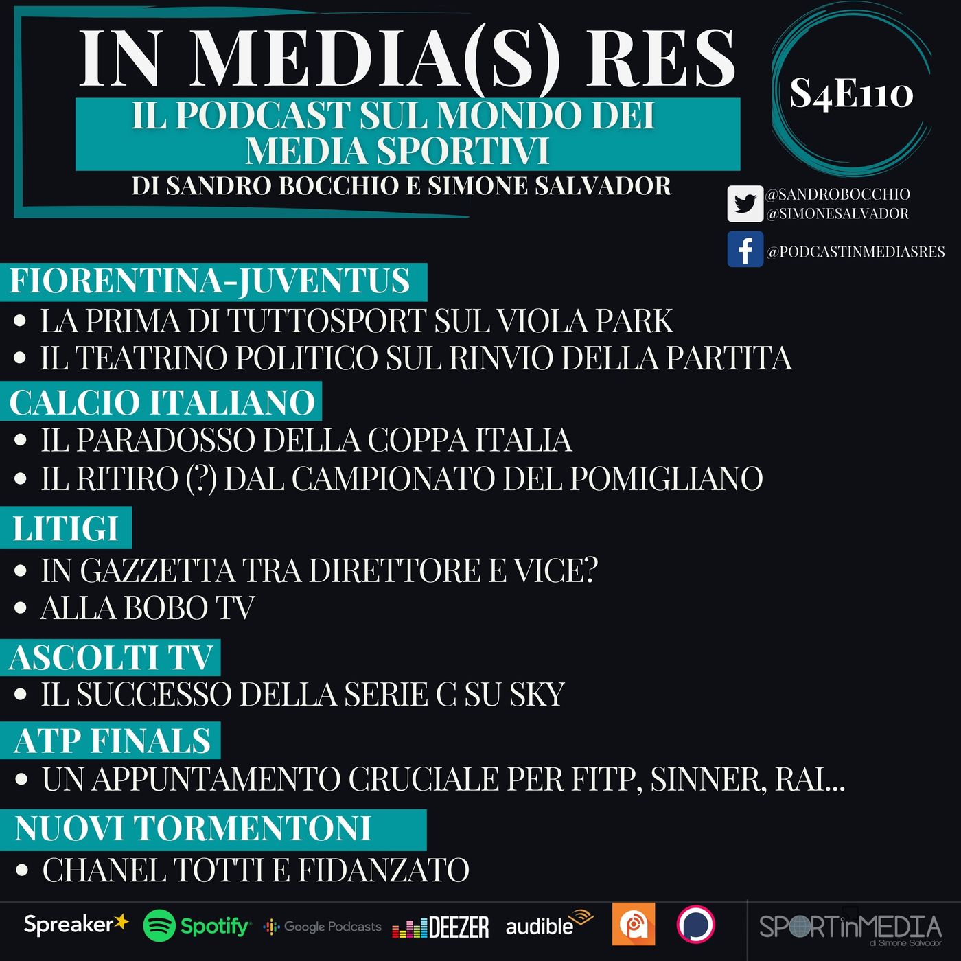 S4E110 | Fiorentina-Juventus tra Tuttosport-Viola Park e teatrini politici, il paradosso della Coppa Italia, litigi e ascolti Tv episode artwork