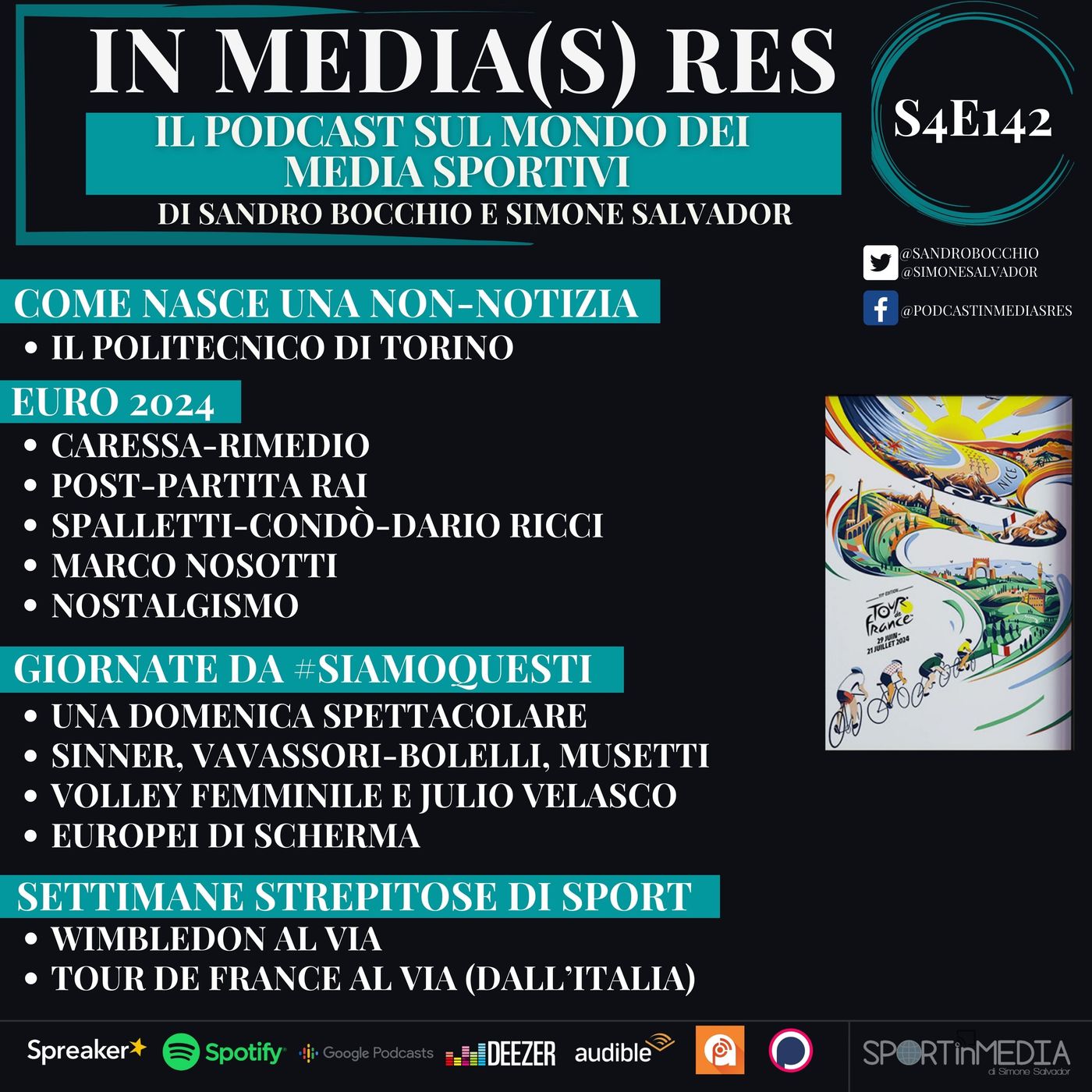 S4E142 | La nascita di una non-notizia, Euro 2024 e l'Italia sul filo, Rai, Sky, Spalletti, tennis, volley F, scherma, Tour dall'Italia episode artwork