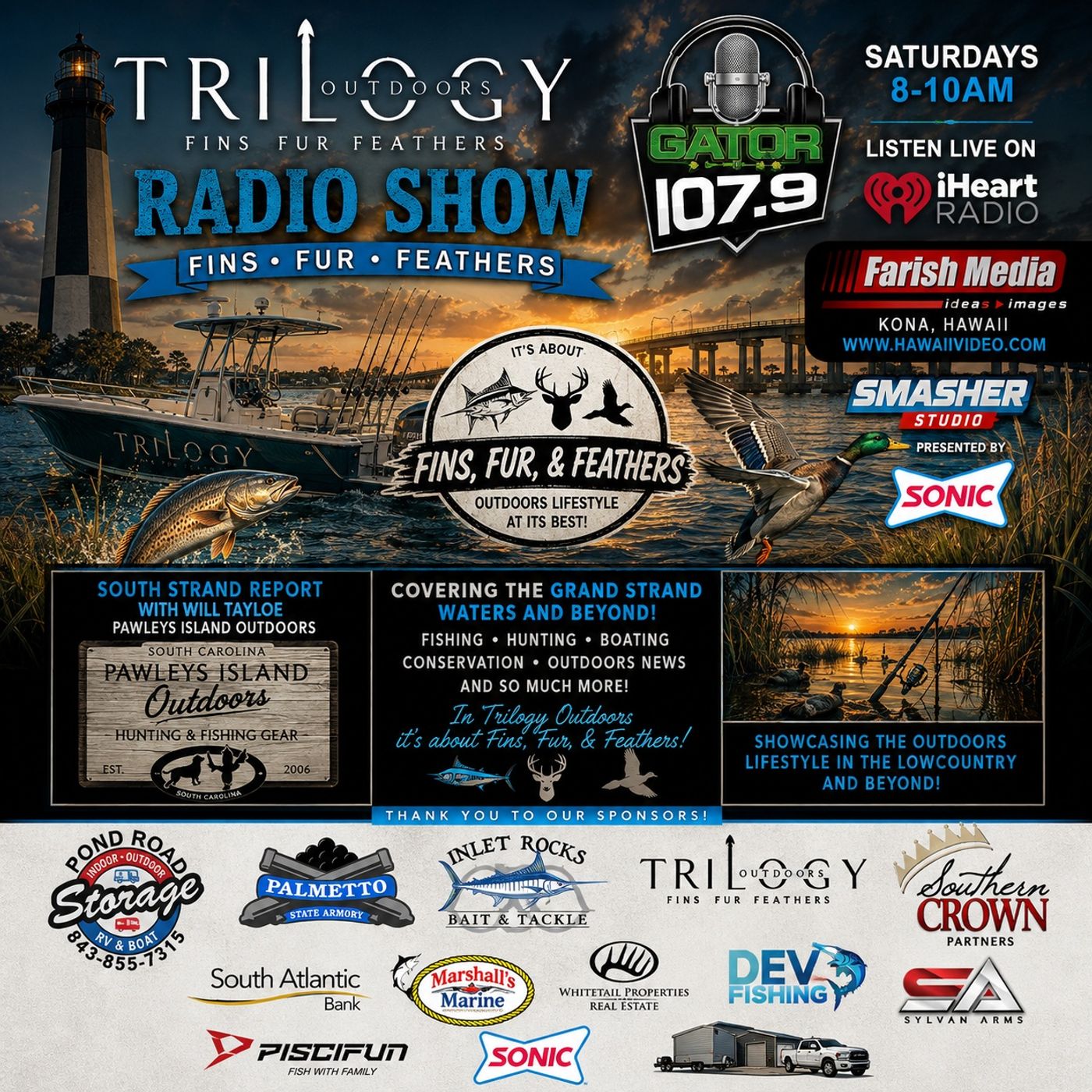 Trilogy Outdoors Radio (no ads) August 1st Capt. Fred, Capt. E, Chef, Greg Holmes, Chef Richard episode artwork