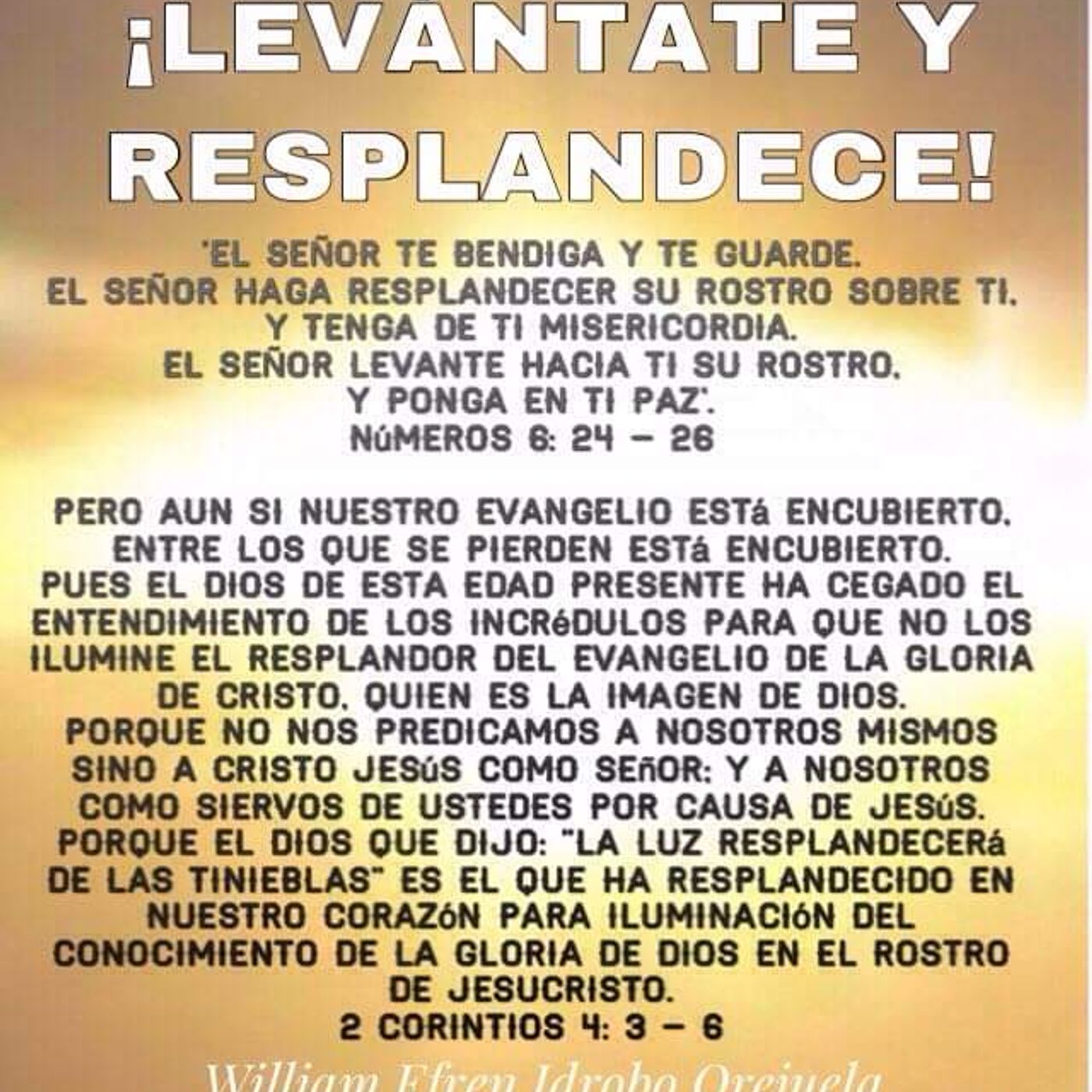 LEVÁNTATE Y RESPLANDECE