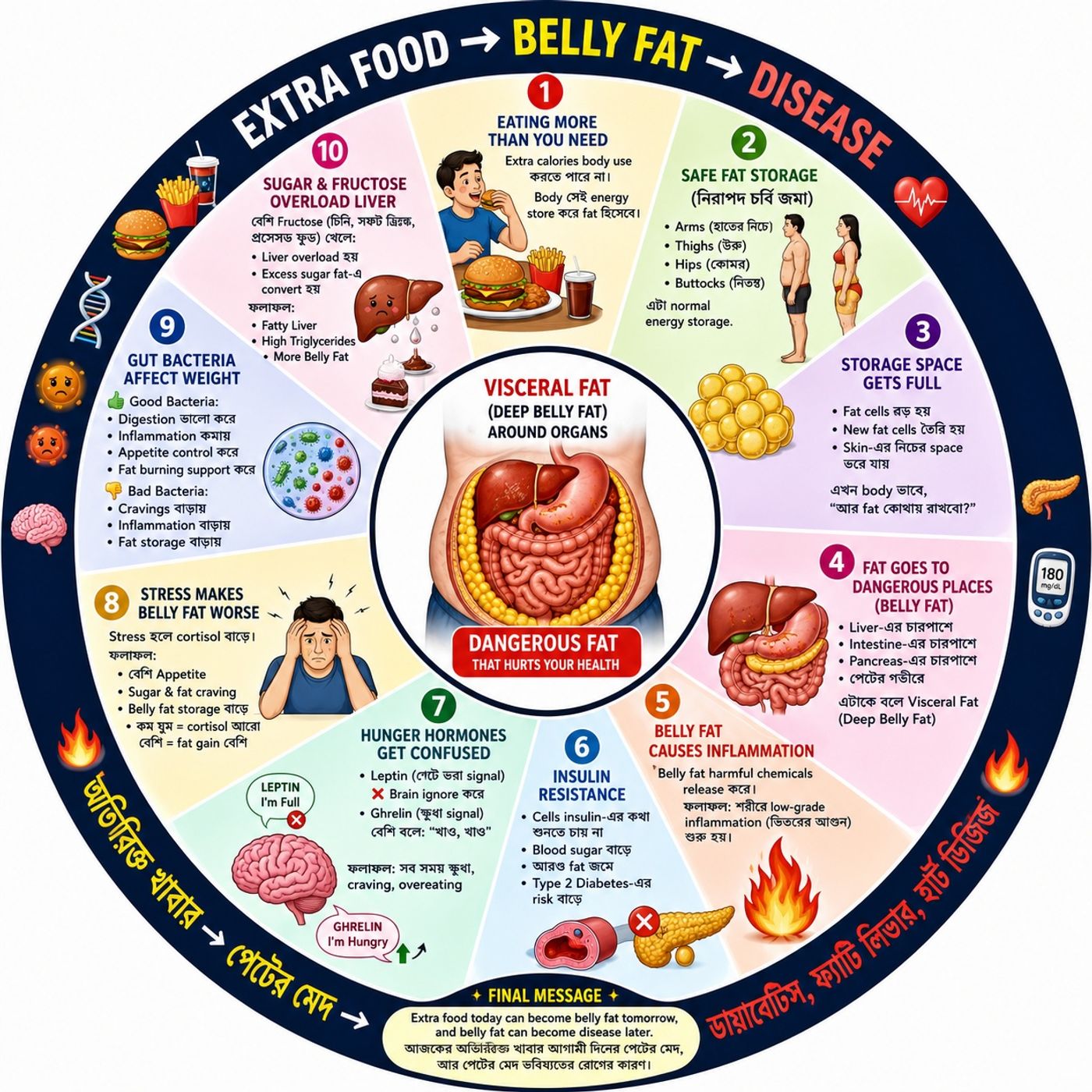 EP-274| Extra Food → Belly Fat → Disease! | 🏆 "🍔 খাবার থেকে রোগ পর্যন্ত শরীরের গোপন যাত্রা | wellness podcast episode artwork