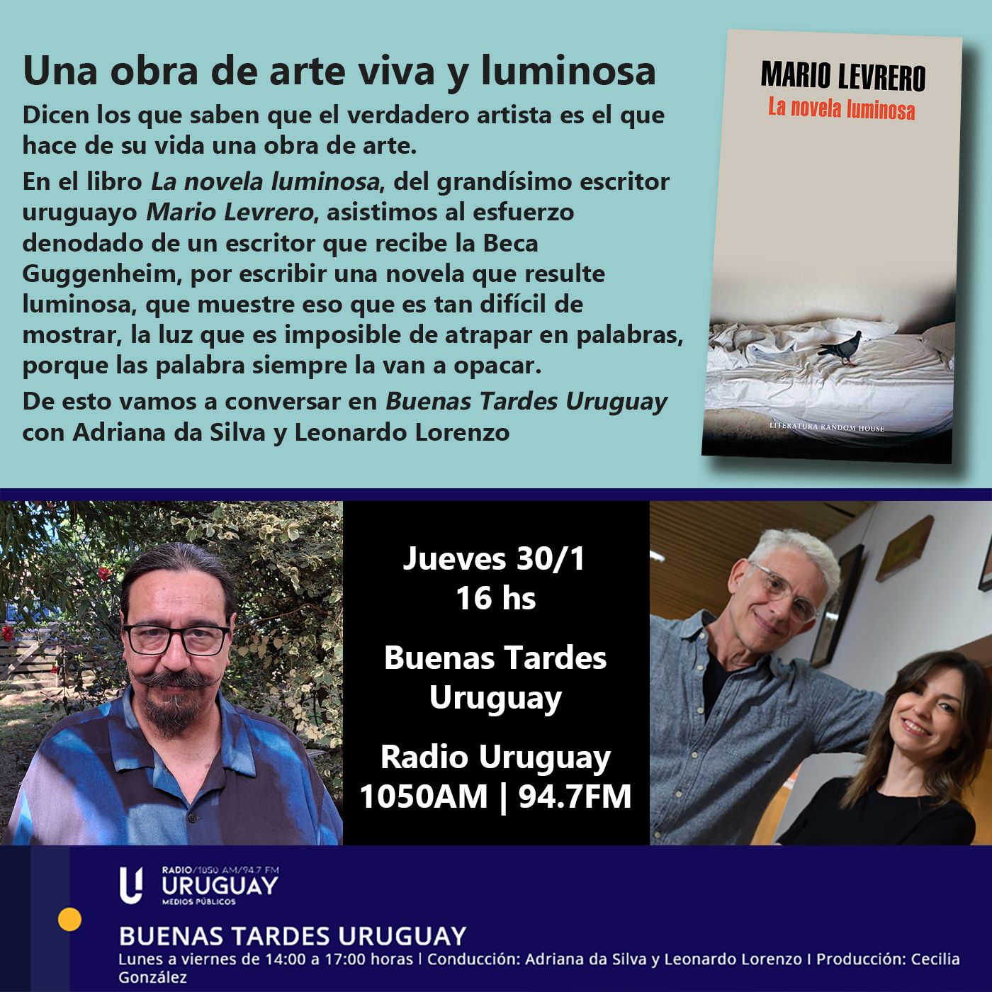 Buenas Tardes Uruguay | La novela luminosa | Mario Levrero | 30-01-25 episode artwork