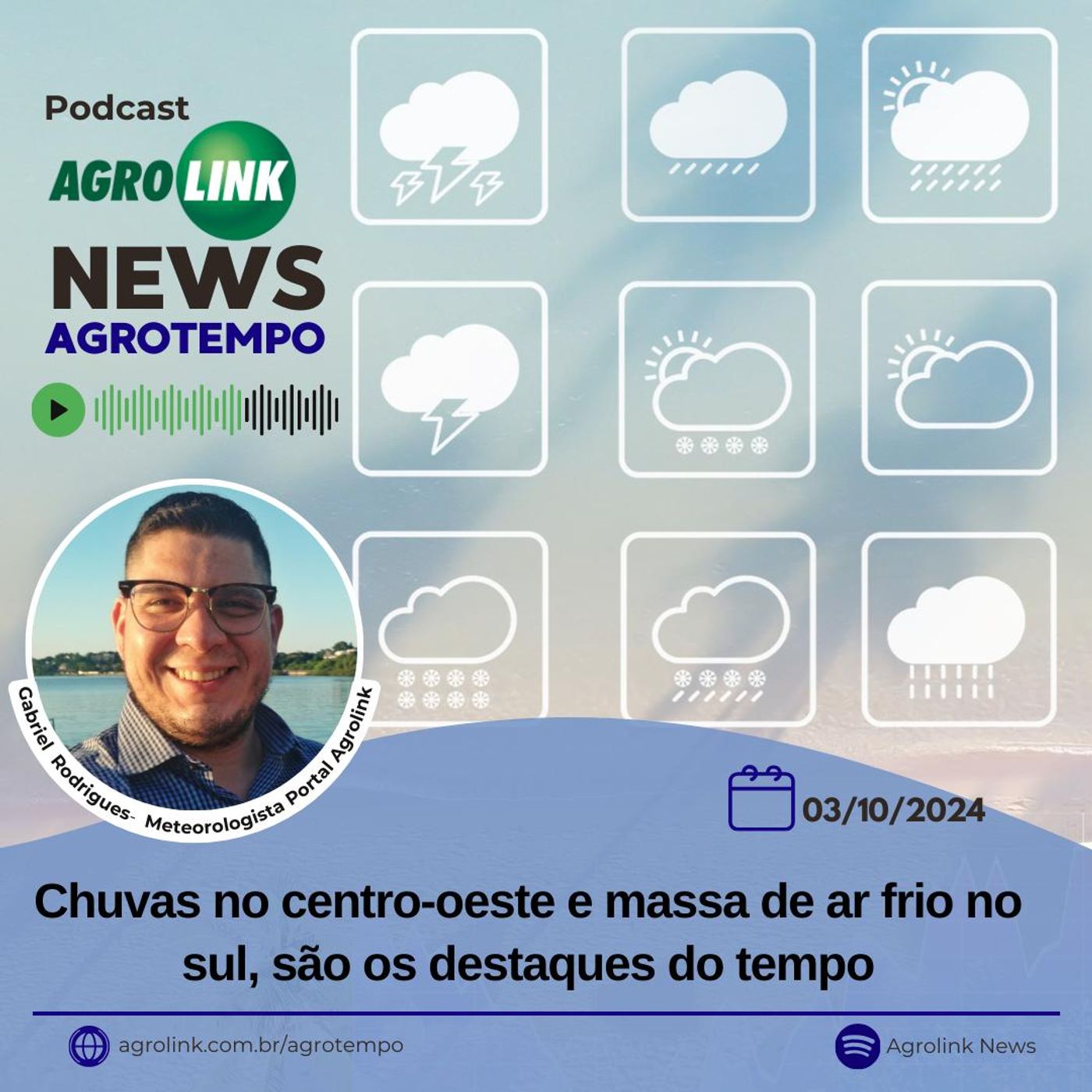 Chuvas no centro-oeste e massa de ar frio no sul, são os destaques do tempo episode artwork