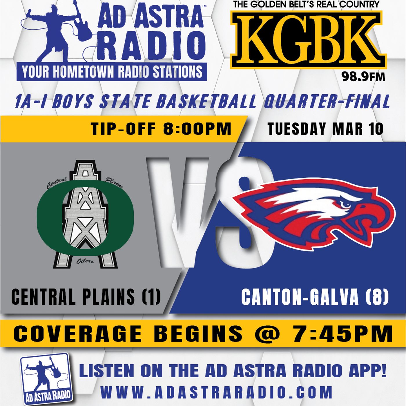 Central Plains Oilers vs Canton-Galva Eagles High School Basketball (1A-I Boys State Quarterfinal-March 10, 2026) episode artwork