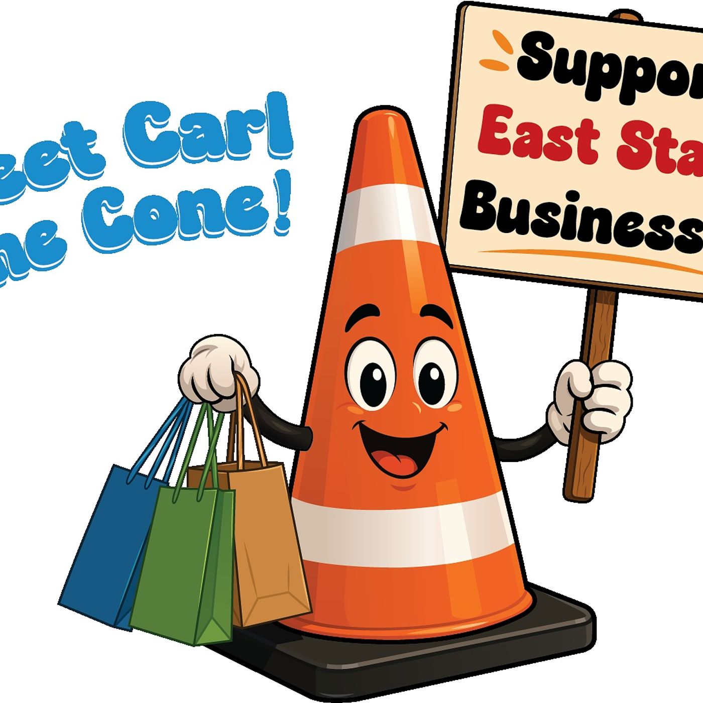 Geneva urges support for East State Street businesses during construction with Carl the Cone episode artwork