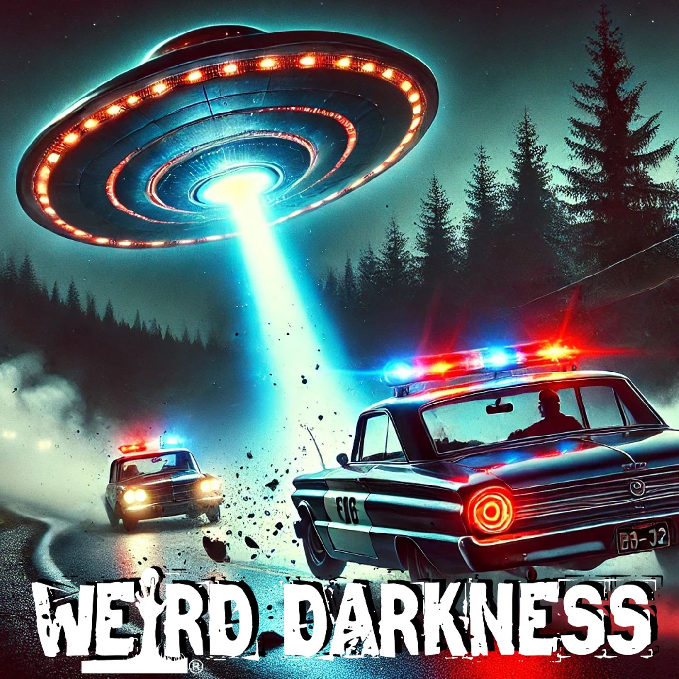 “The Shocking TRUE STORY of a UFO POLICE CHASE” Plus Other True Paranormal Encounters #WeirdDarkness - podcast episode cover