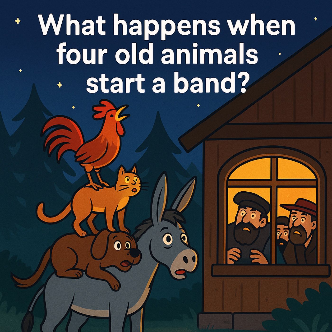 Ever heard of a donkey, dog, cat, and rooster running away to start a band?