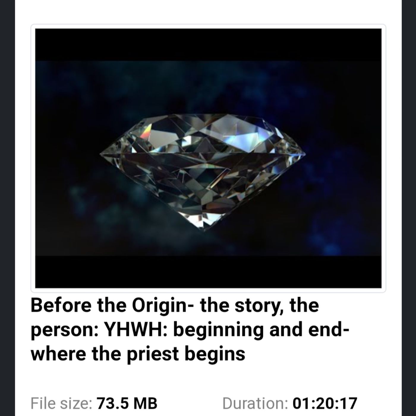 Before the Origin- the story, the person: YHWH: beginning and end- where the priest begins episode artwork