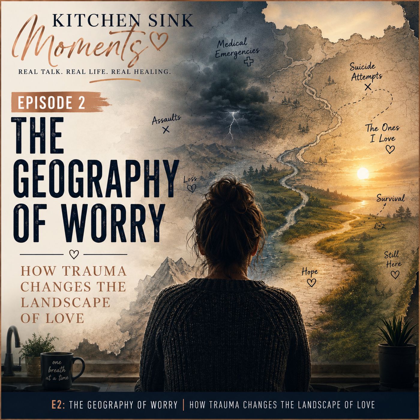 Kitchen Sink Moments E2: The Geography of Worry -How Trauma Changes the Landscape of Love episode artwork
