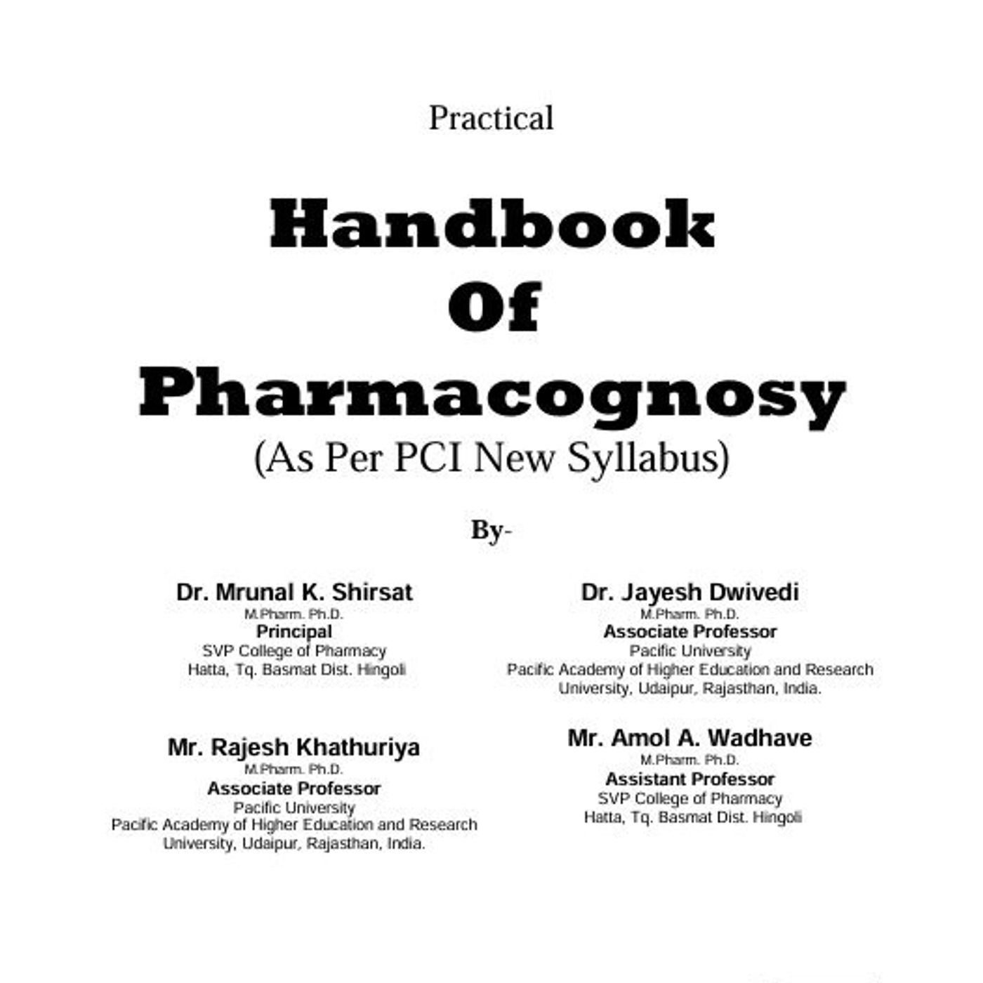 Handbook Of Pharmacognosy: As Per PCI New Syllabus episode artwork