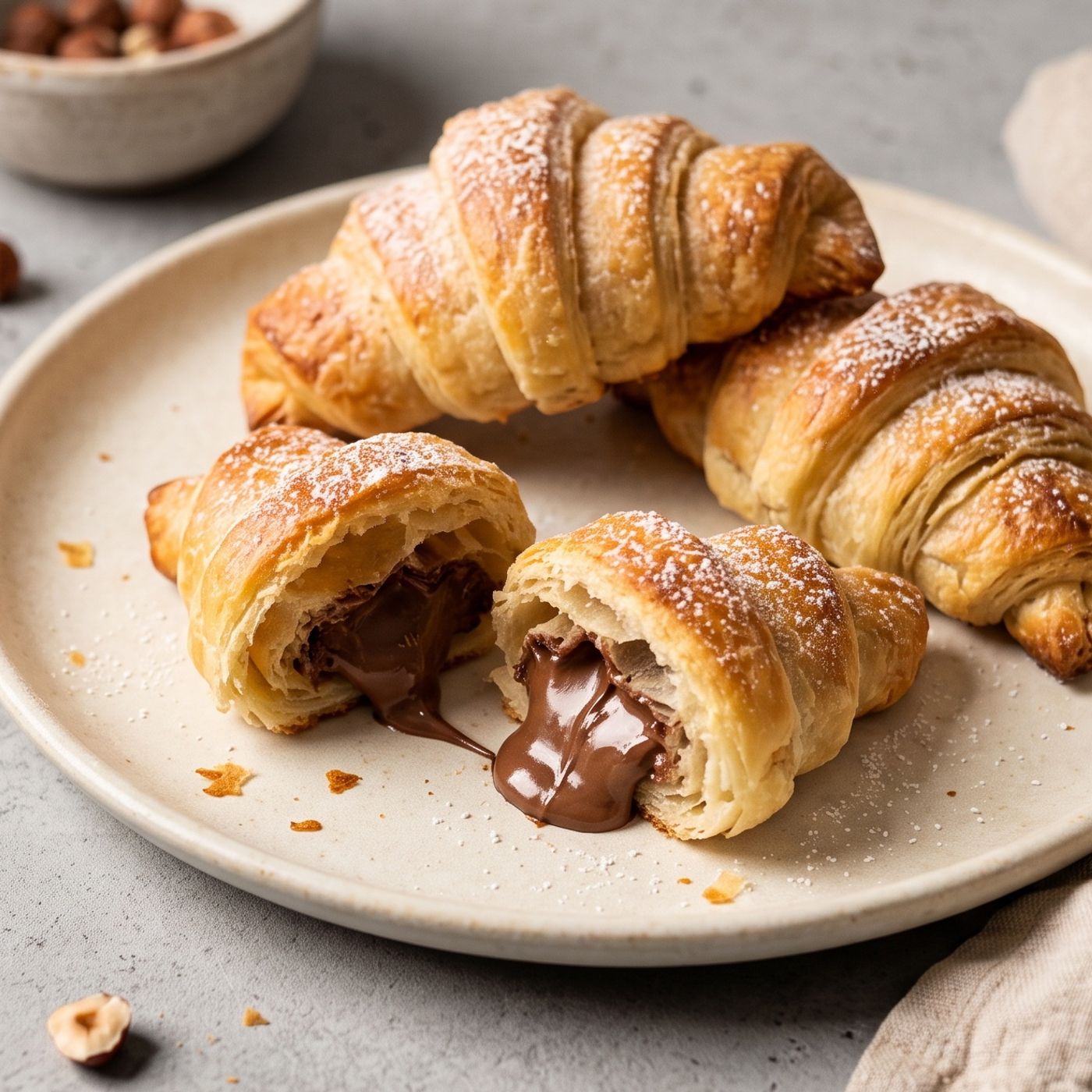 Cornetti veloci alla Nutella di pasta sfoglia: pronti in 10 minuti e con il cuore sempre morbido!