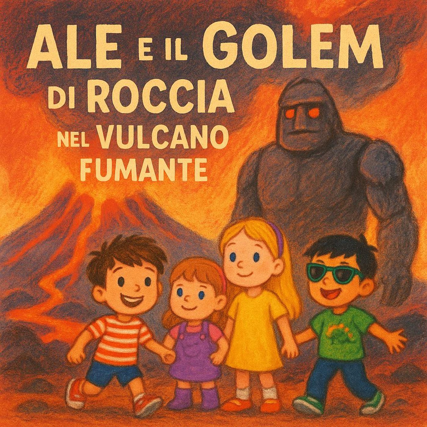 Ale e il Golem di Roccia nel Vulcano Fumante