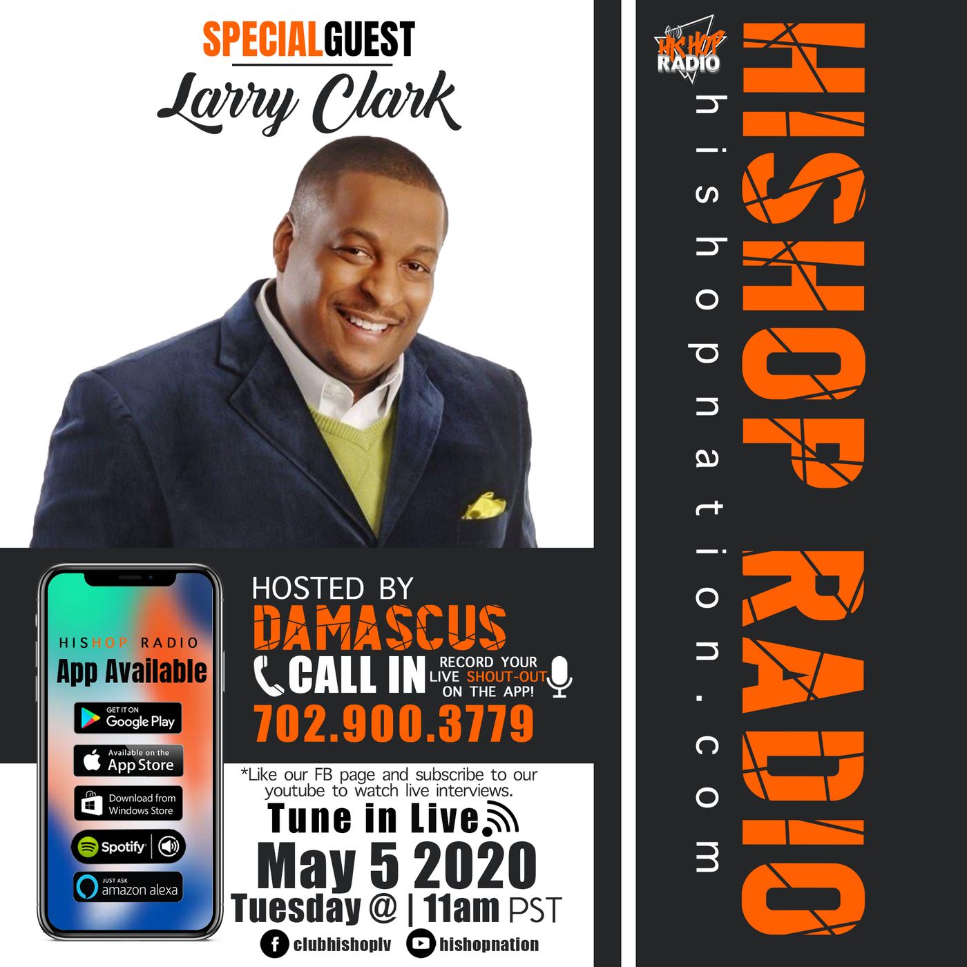 EPISODE 61  - HIS HOP RADIO SHOW - LARRY CLARK FAMILY MEMBER OF THE LEGENDARY CLARK SISTERS LIVE ON HIS HOP RADIO episode artwork