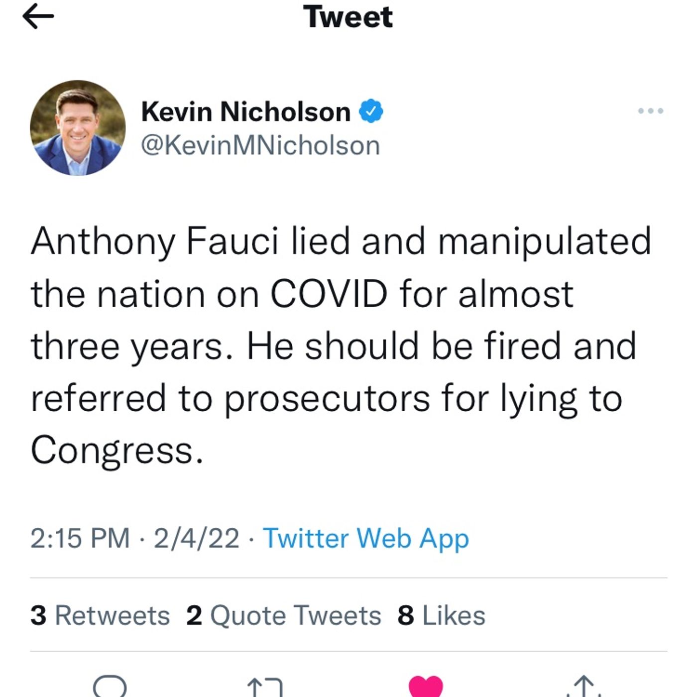 Clean Version: Kevin Nicholson says Dr Fauci should go before Prosecutors for Lying to Congress. episode artwork