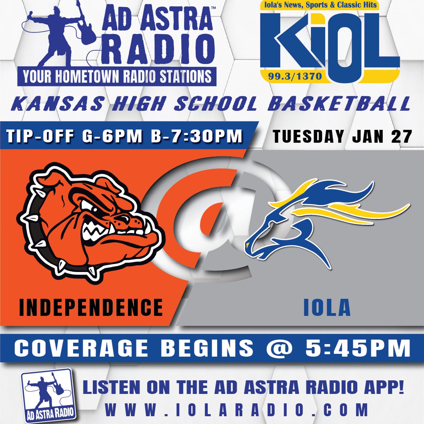 Independence Bulldogs at Iola Mustangs High School Basketball (January 27, 2026) episode artwork
