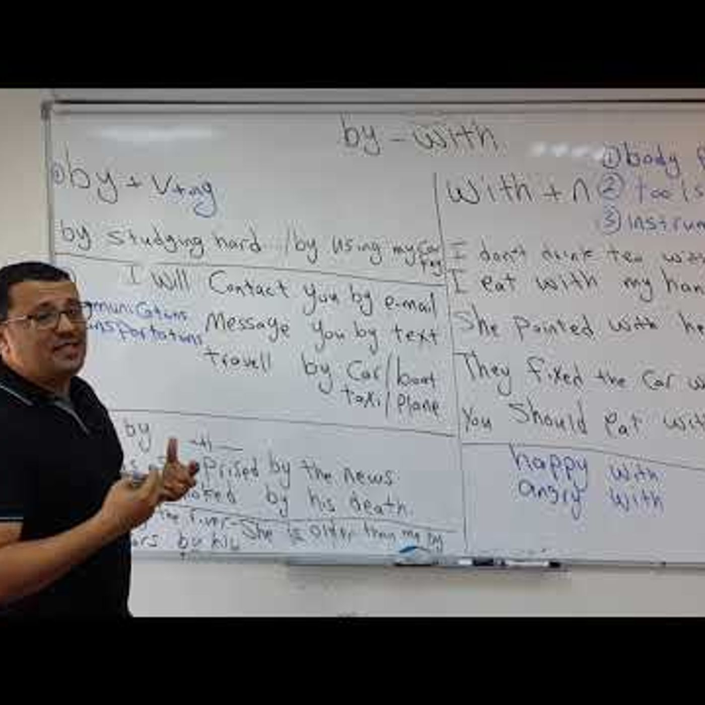 Differences between ( by- with) in English Languageدرس رقم 121