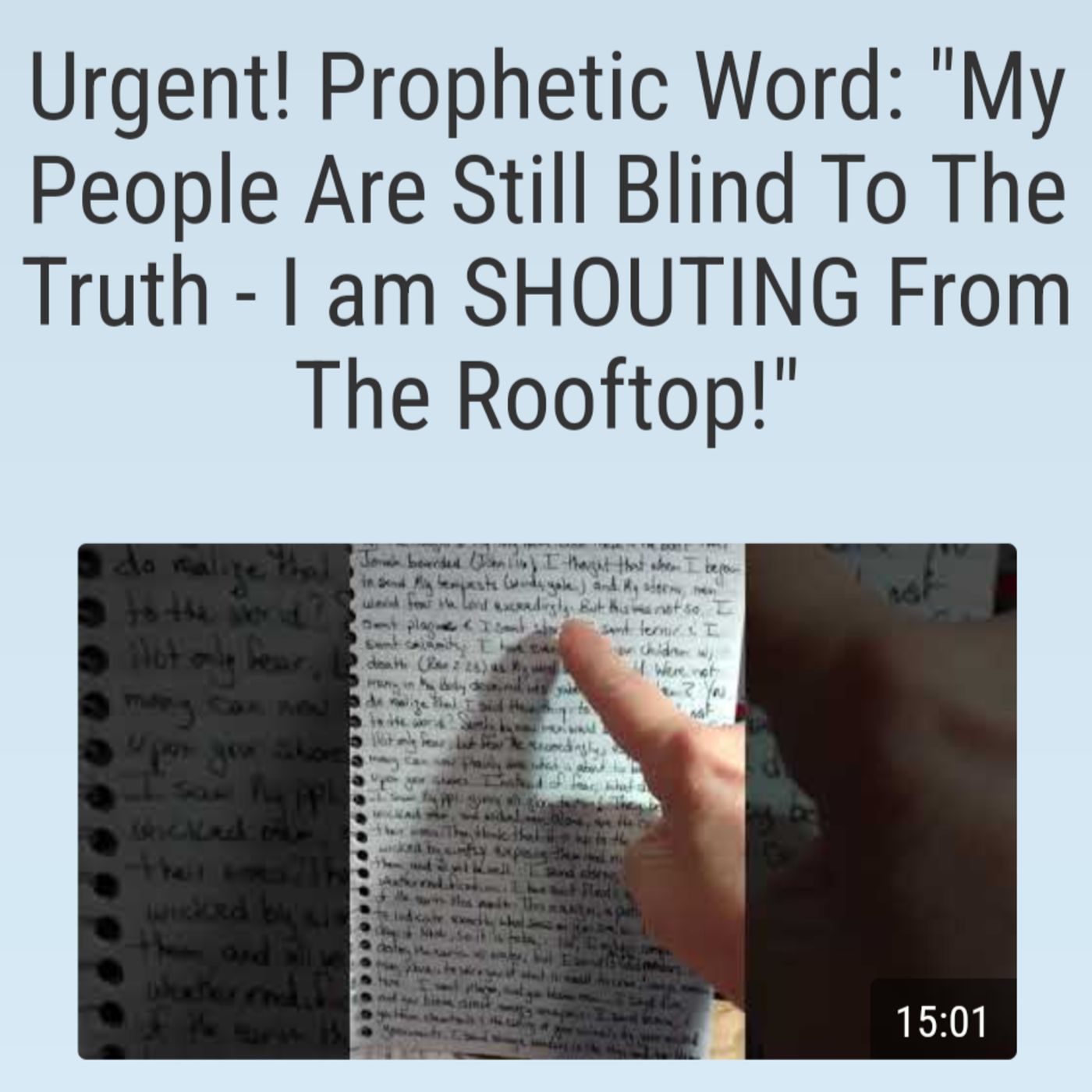 Urgent! Prophetic Word: "My People Are Still Blind To The Truth - I am SHOUTING From The Rooftop!" episode artwork