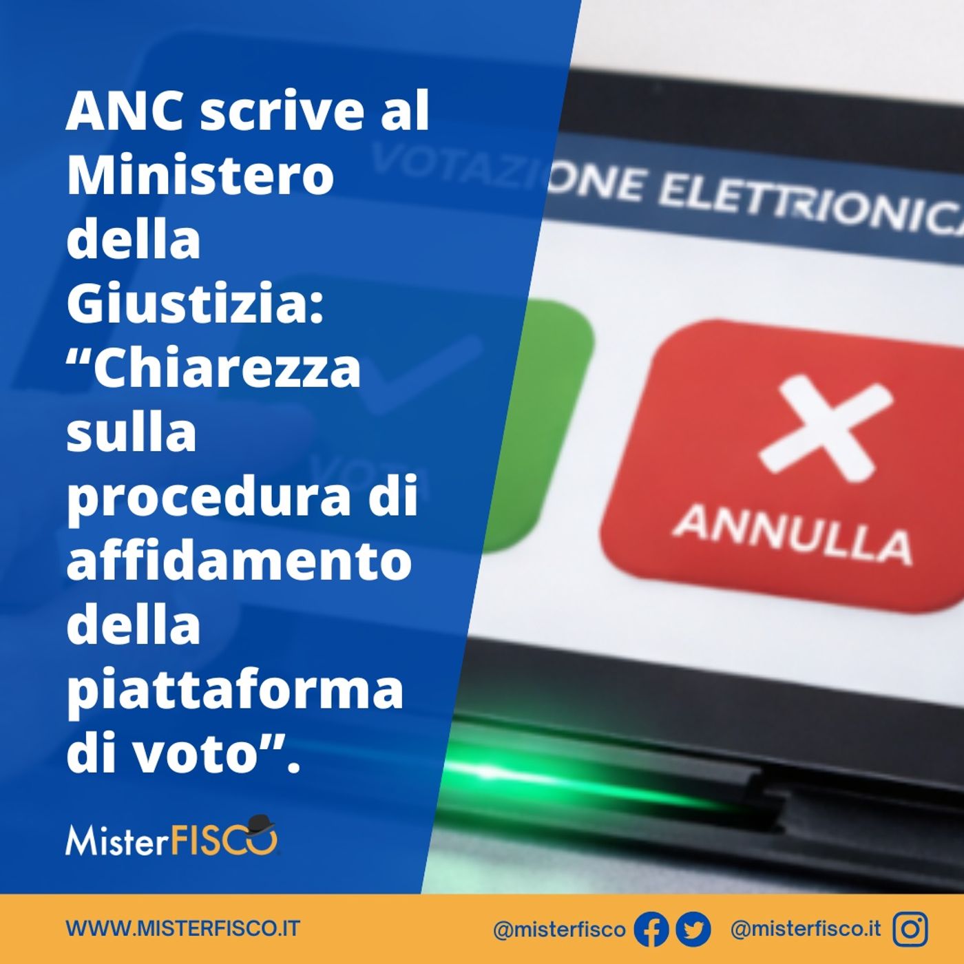 ANC scrive al Ministero della Giustizia: “Chiarezza sulla procedura di affidamento della piattaforma di voto” episode artwork