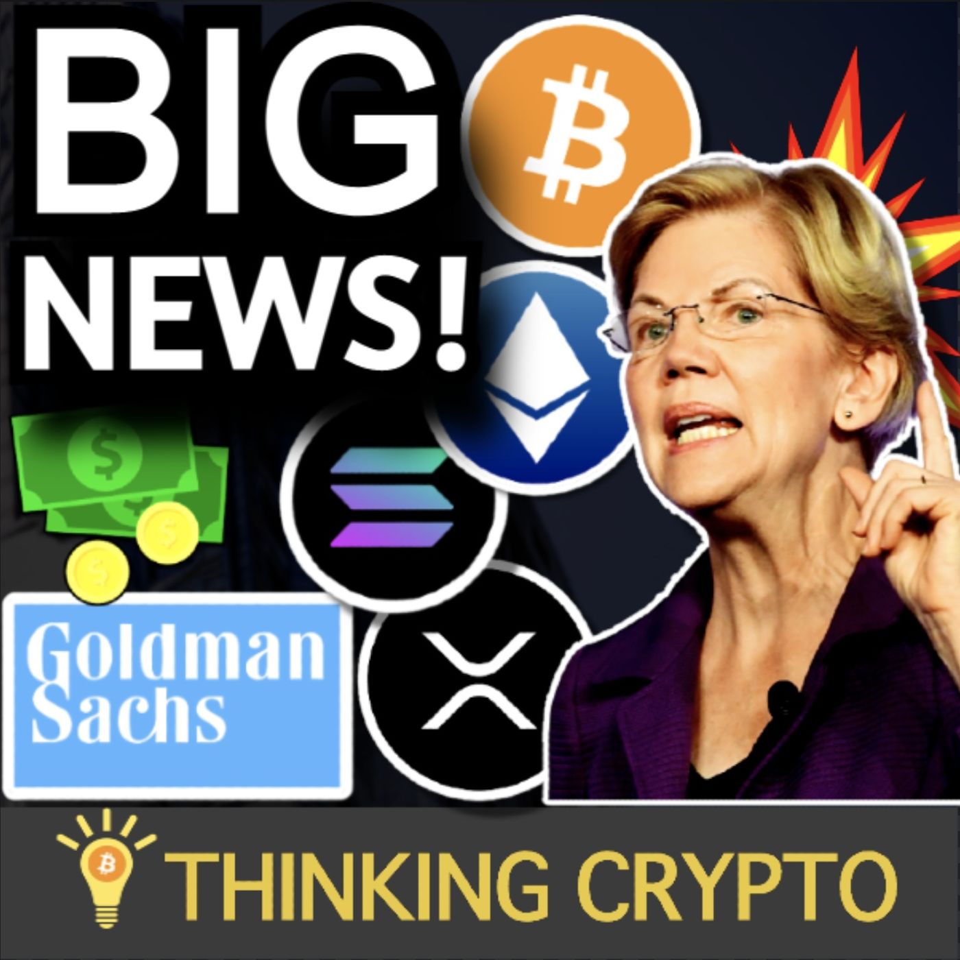 cover of episode 🔴 BIG CRYPTO NEWS - Goldman Sachs Ethereum - Santander Crypto Loans -  $560 Million Crypto Fund - Elizabeth Warren Crypto Bill