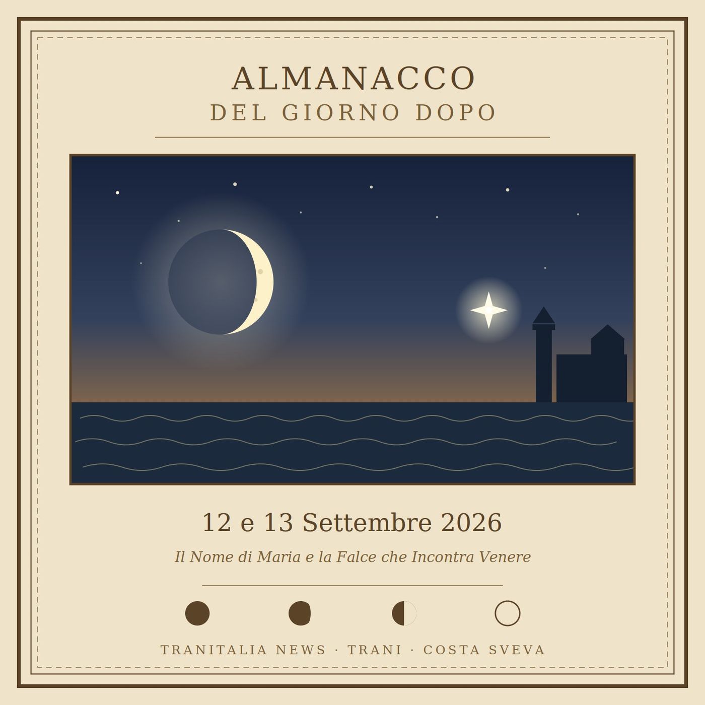 Il Nome di Maria e la Falce che Incontra Venere: L'Almanacco di Trani Italia News per il 12 e 13 Settembre 2026 episode artwork