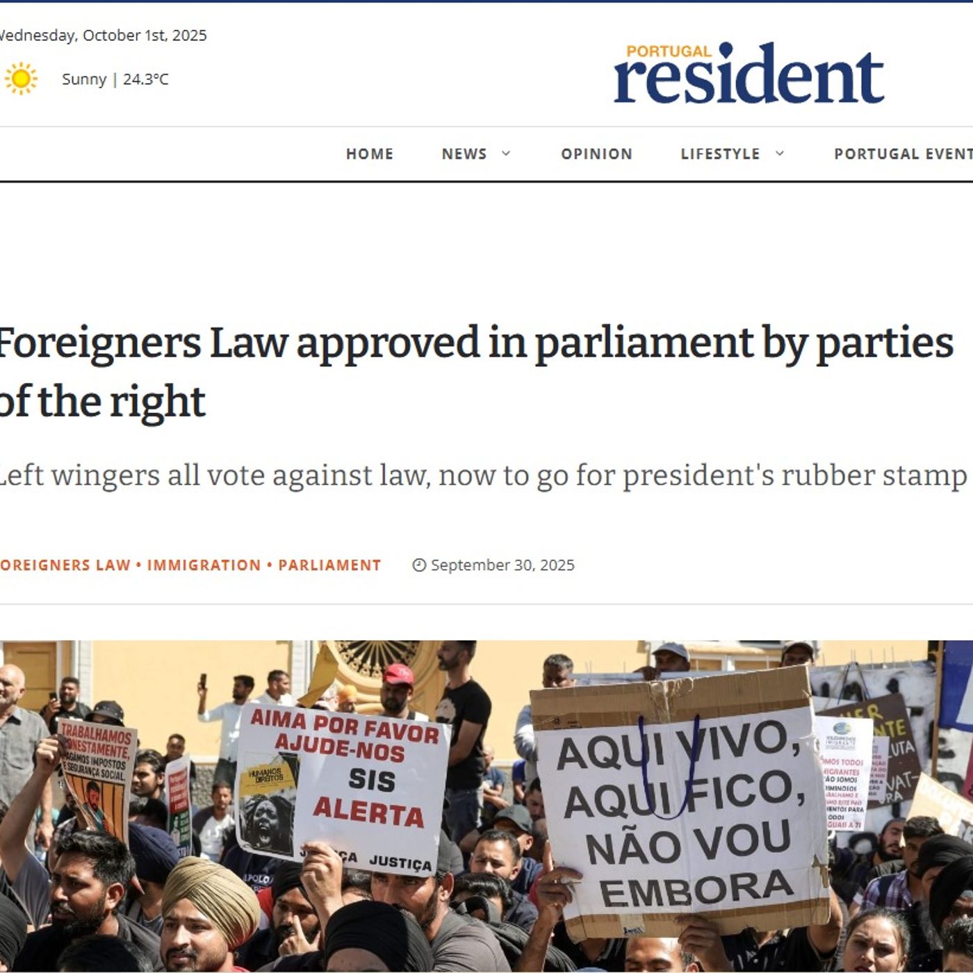 "Foreigners Law approved in parliament by parties of the right" (extract) #portugal #immigration