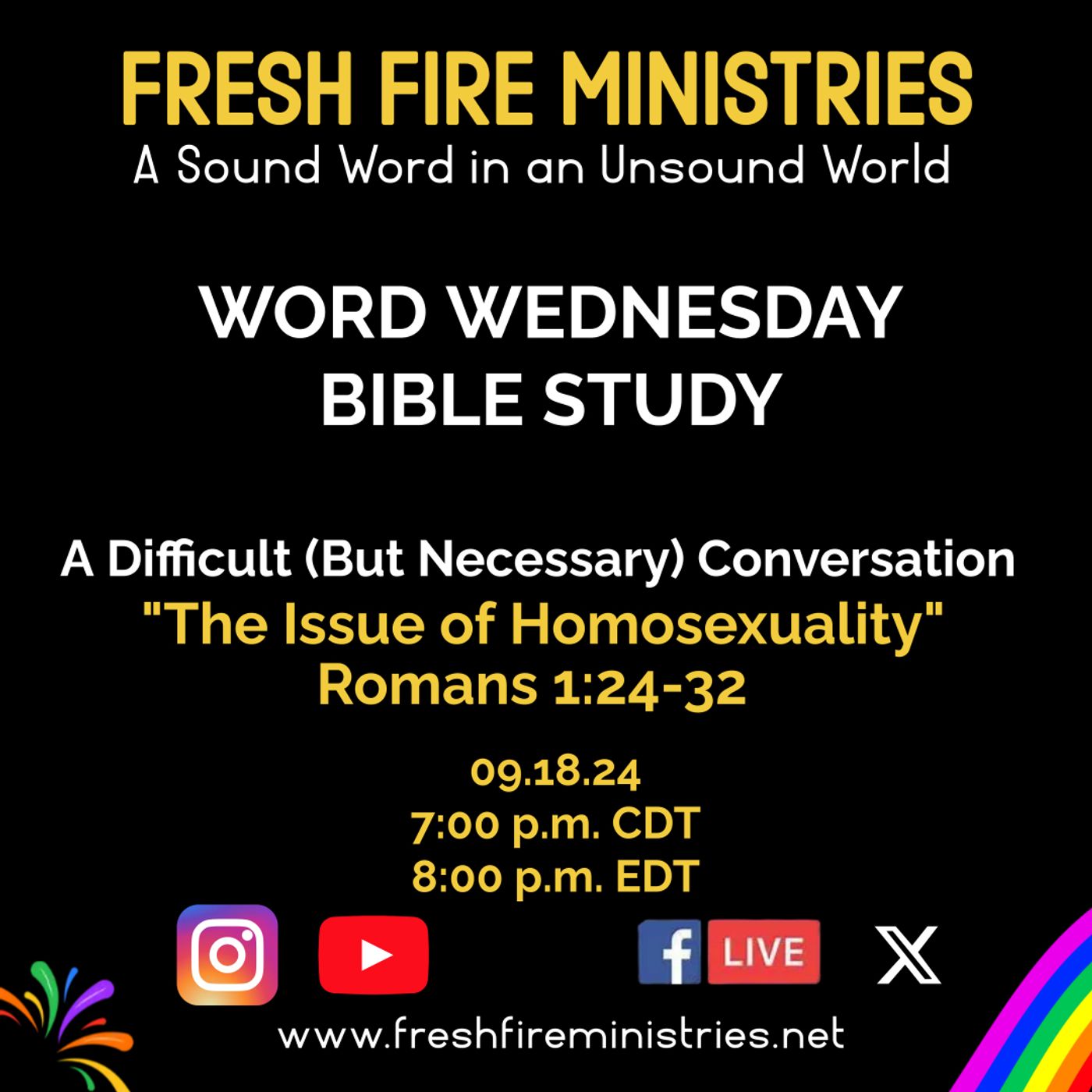 Word Wednesday Bible Study: "The Issue of Homosexuality" Romans 1:24-32 (NKJV) episode artwork