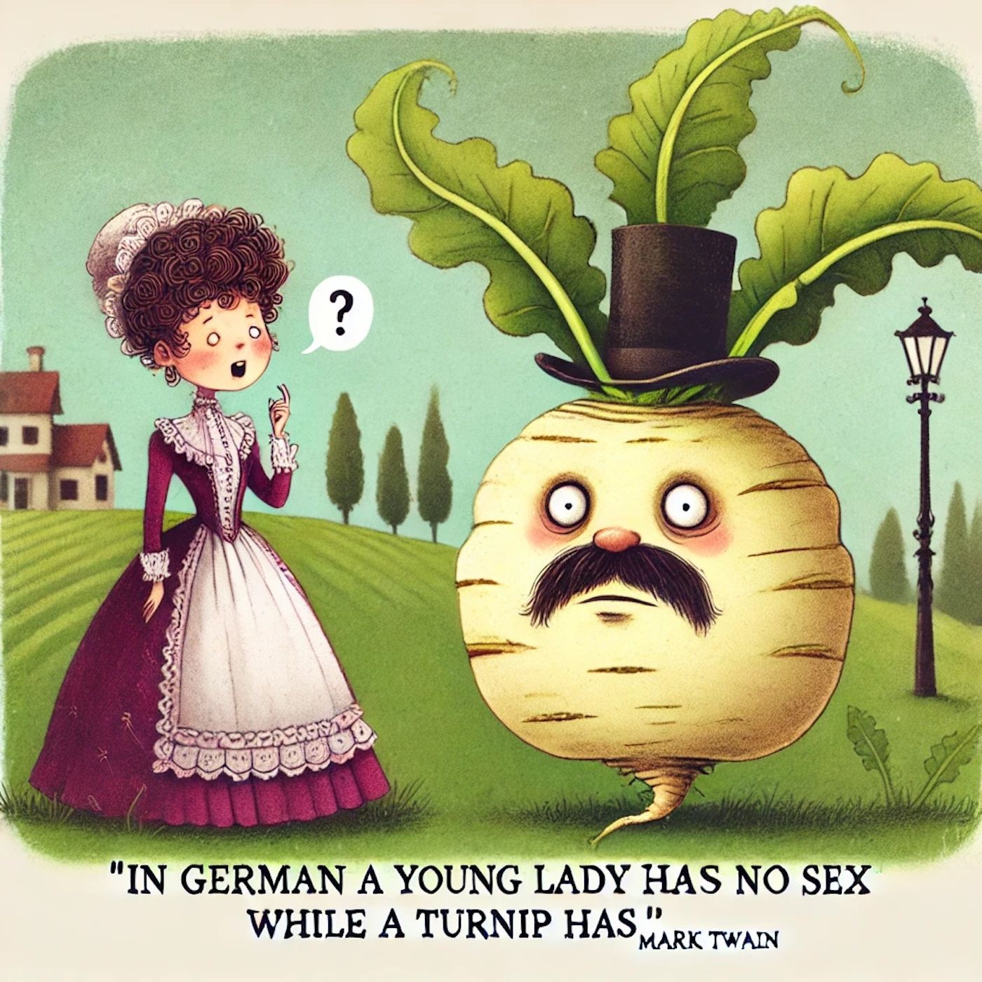 "In German a young ladey has no sex while a turnip has." episode artwork