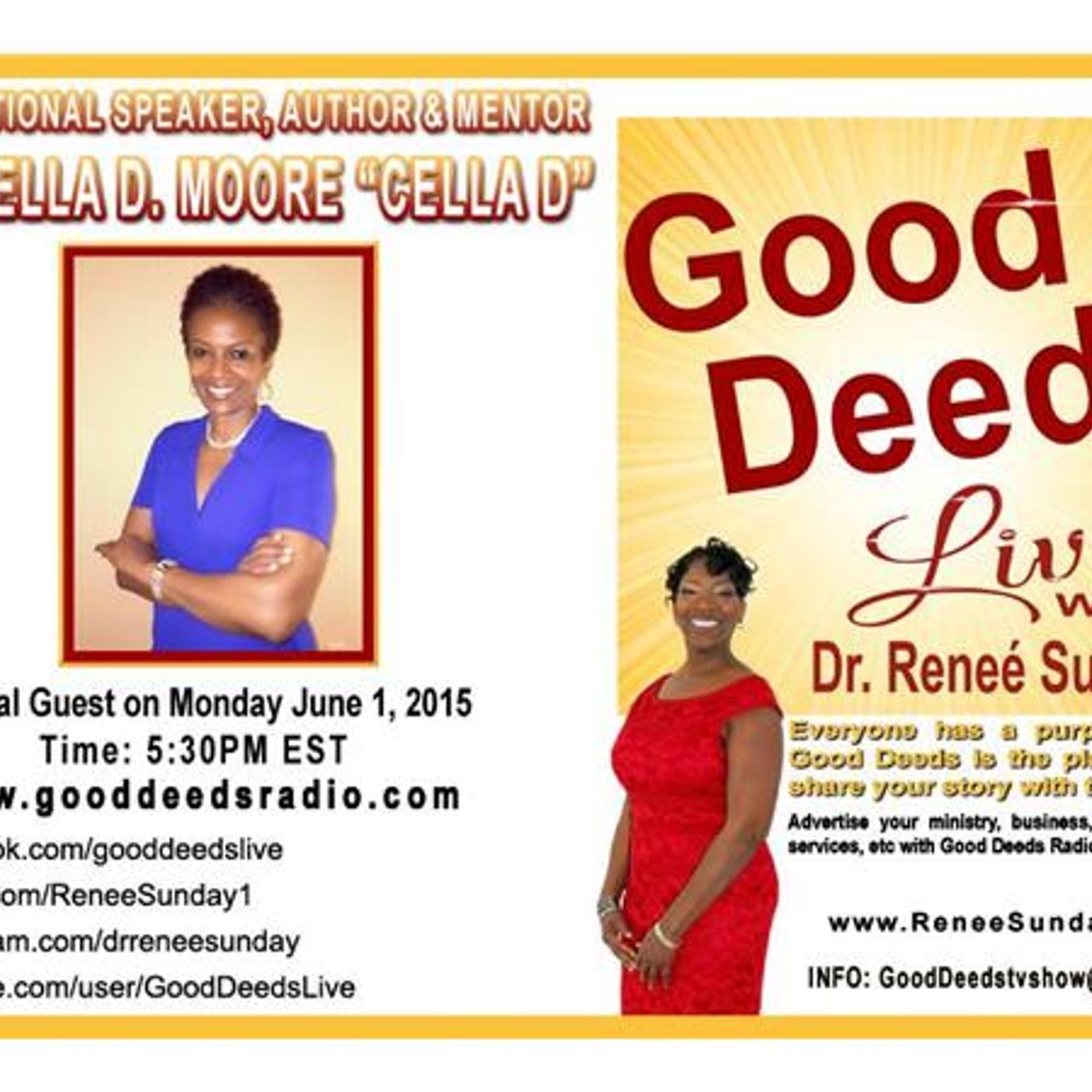 Speaker/Motivator/Author/ Mentor Marcella D. Moore “Cella D” stops by Good Deeds episode artwork