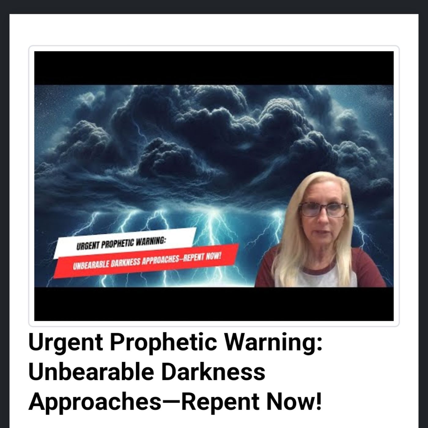 Urgent Prophetic Warning: Unbearable Darkness Approaches—Repent Now! episode artwork