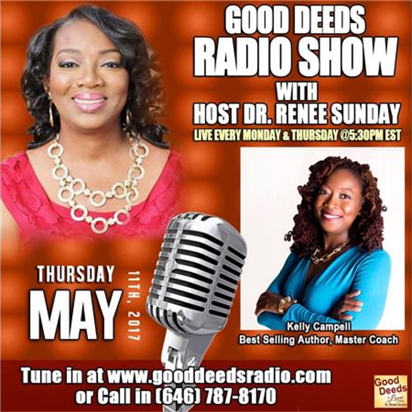 Best-selling Author, Master Coach Kelly Campbell shares on Good Deeds Radio episode artwork