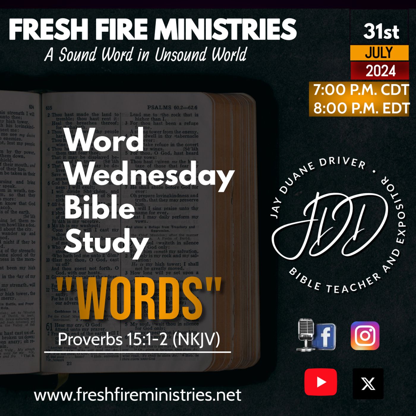 Word Wednesday Bible Study "Words" Proverbs 15:1-2 (NKJV) episode artwork