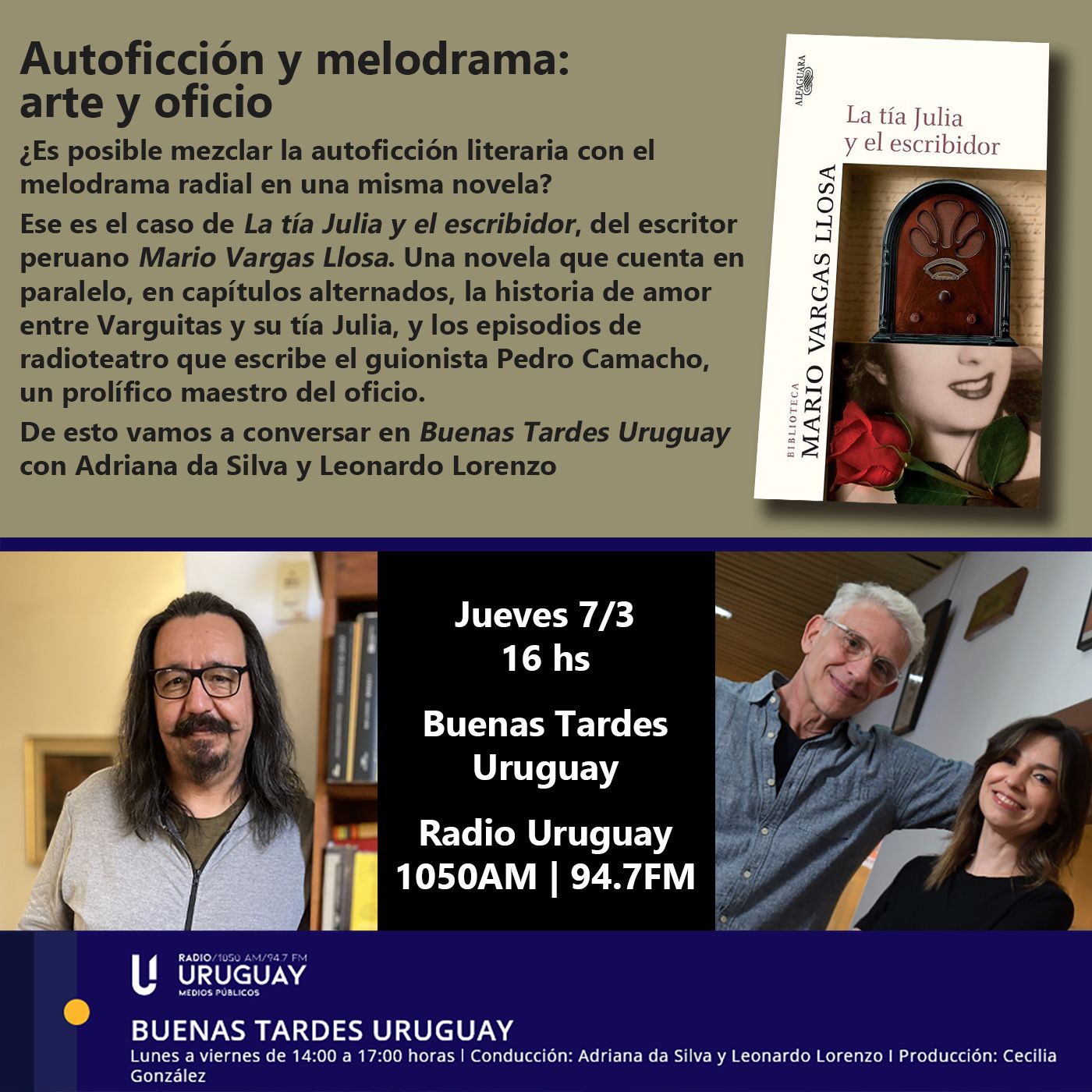 Buenas Tardes Uruguay | La tía Julia y el escribidor | Mario Vargas Llosa | 07-03-24 episode artwork