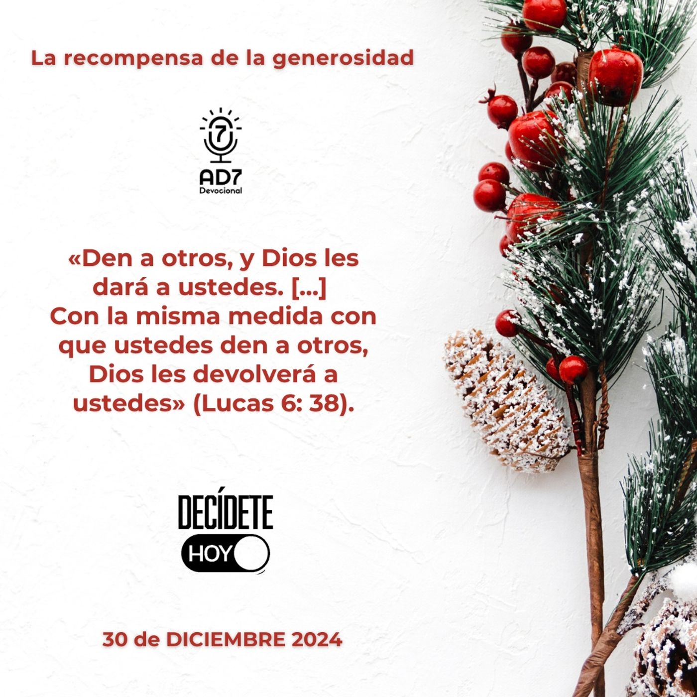 La recompensa de la generosidad | Devocional de Jóvenes | 30 de diciembre 2024