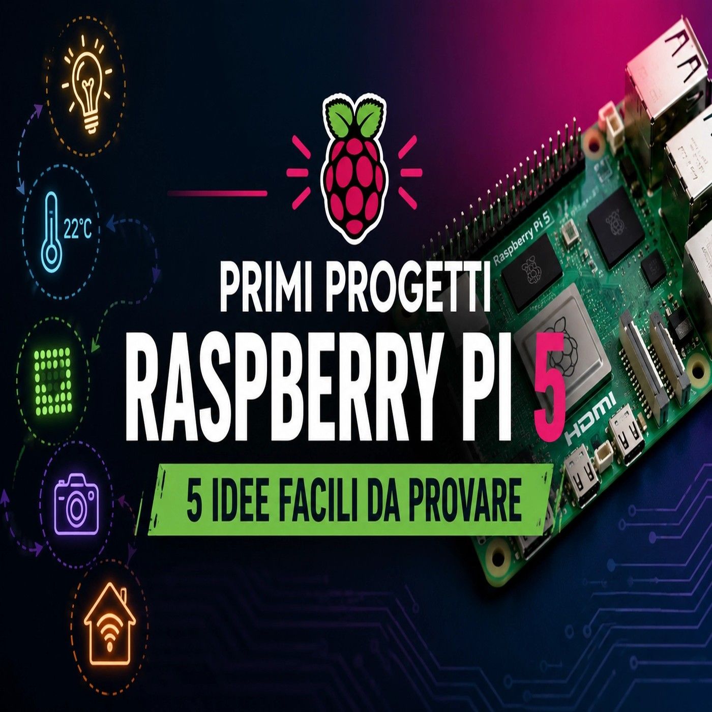 Primi progetti Raspberry Pi 5, 5 idee facili da provare episode artwork