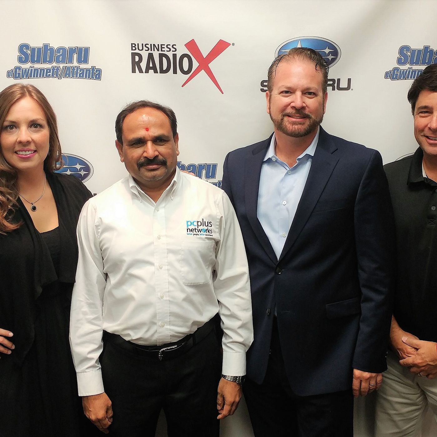 Brady Barron with Sutter McLellan Gilbreath and Shan Dholaria with PC Plus episode artwork