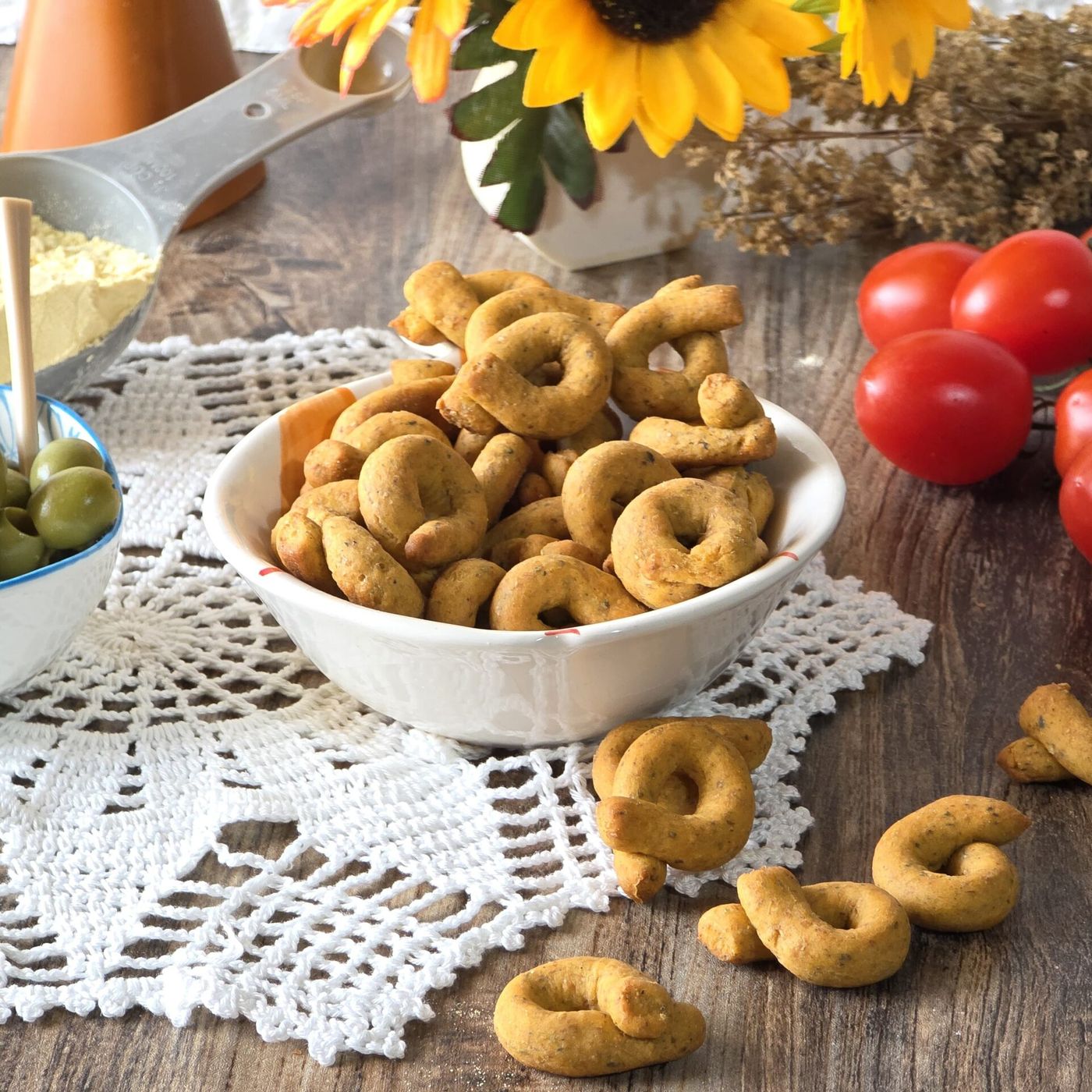 Taralli leggeri alla farina di ceci e integrale