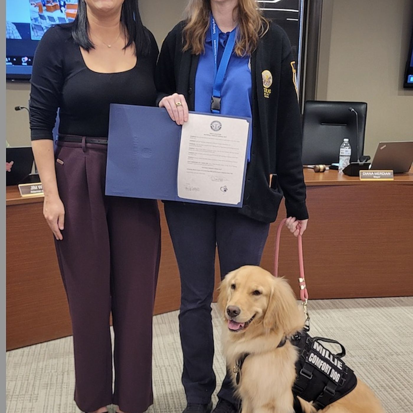 Millie, Sterling Police Department’s comfort dog, gets her day in council episode artwork