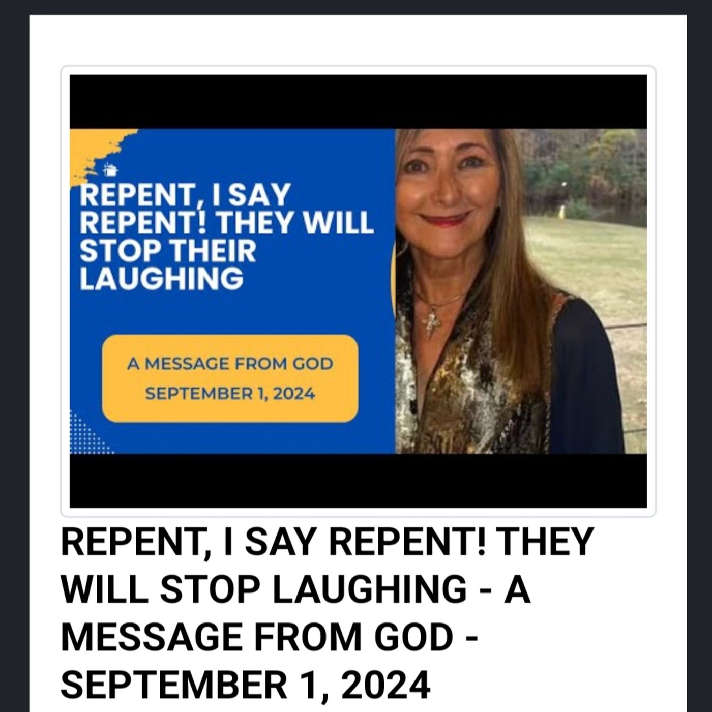 REPENT, I SAY REPENT! THEY WILL STOP LAUGHING - A MESSAGE FROM GOD - SEPTEMBER 1, 2024 episode artwork
