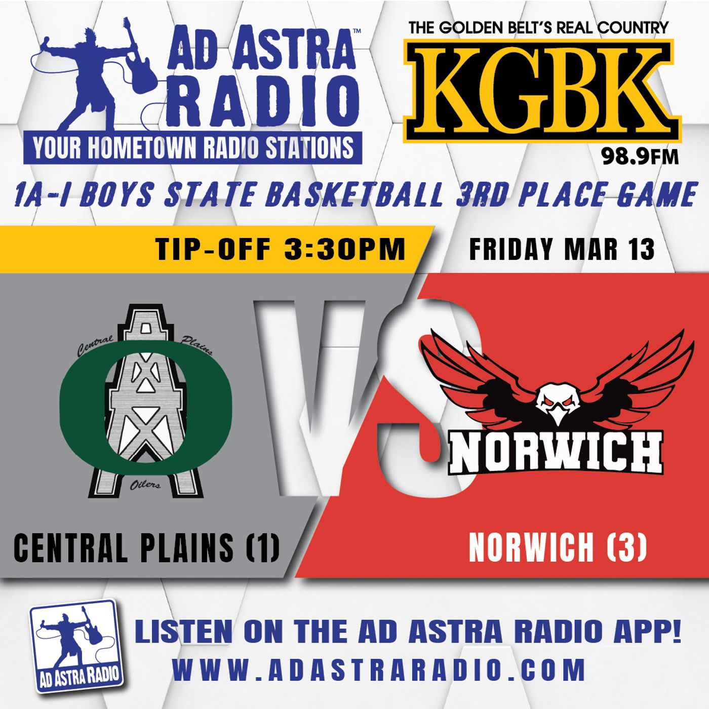Central Plains Oilers vs Norwich Eagles High School Basketball (1A-I Boys State 3rd Place-March 13, 2026) episode artwork