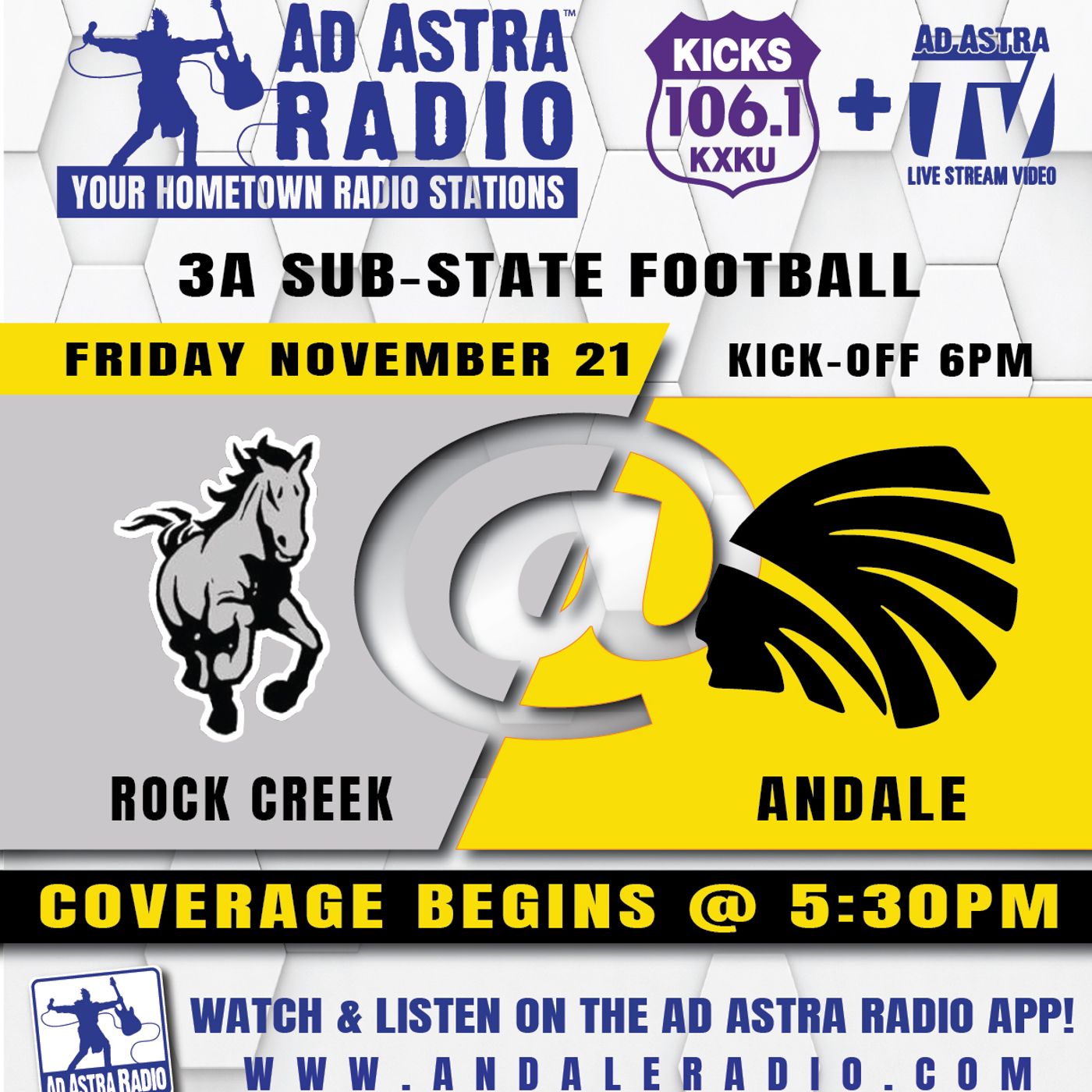 Rock Creek Mustangs at Andale Indians Football (November 21, 2025) episode artwork