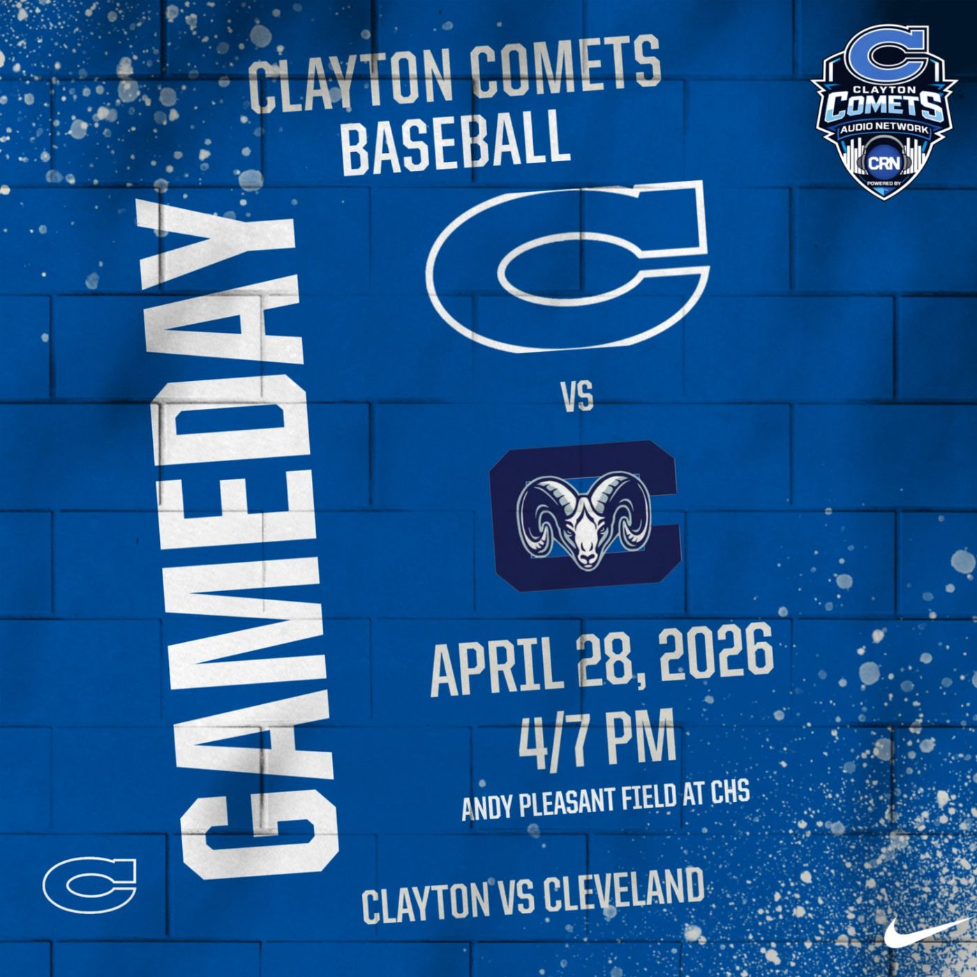 NCHSAA Conference JV Baseball Cleveland Rams VS Clayton Comets episode artwork
