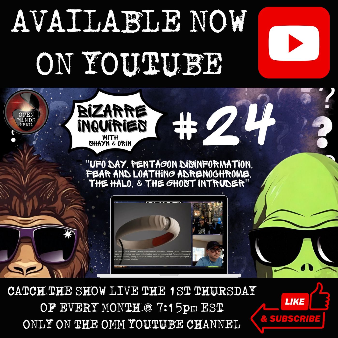 Bizarre Inquiries #24 "UFO Day, Pentagon Disinformation, Fear & Loathing Adrenochrome, The Halo, & The Ghostly Intruder"