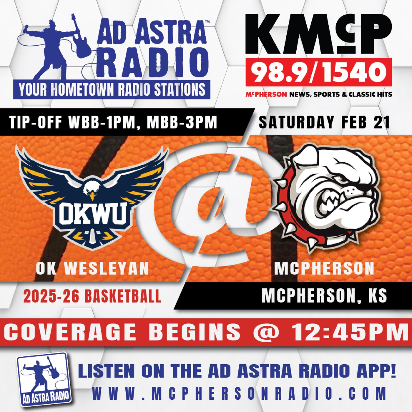 Oklahoma Wesleyan Eagles at McPherson Bulldogs Mens College Basketball (February 21, 2026) episode artwork