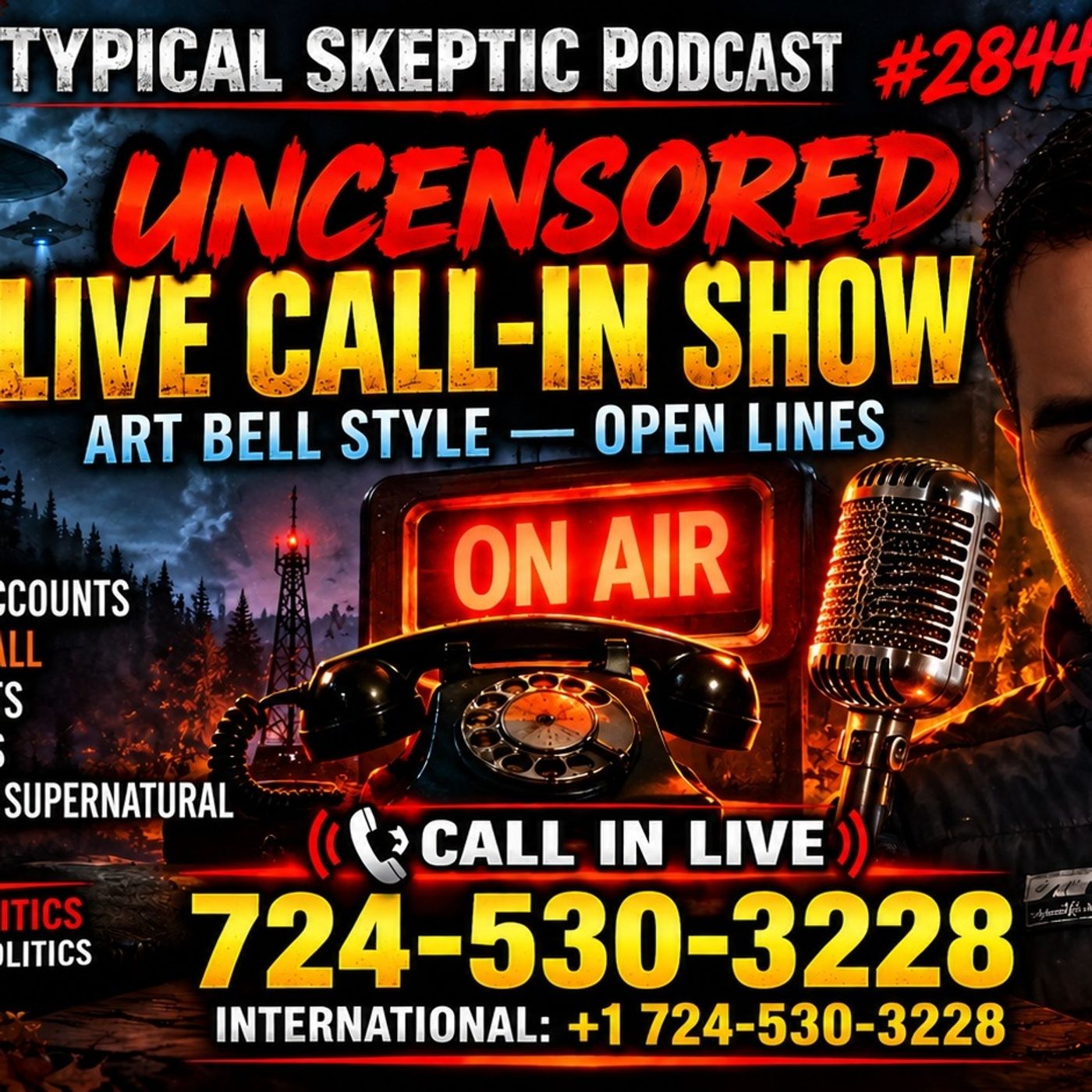 📞👽 UNCENSORED LIVE CALL-IN SHOW — ART BELL STYLE OPEN LINES! - TYPICAL SKEPTIC # 2844 episode artwork