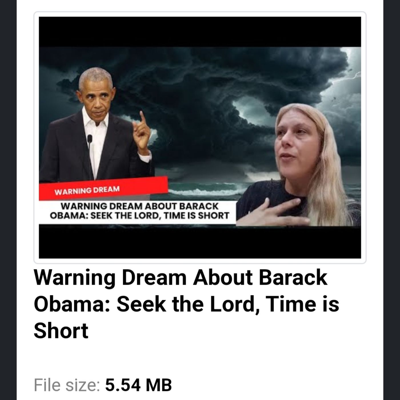 Warning Dream About Barack Obama: Seek the Lord, Time is Short episode artwork