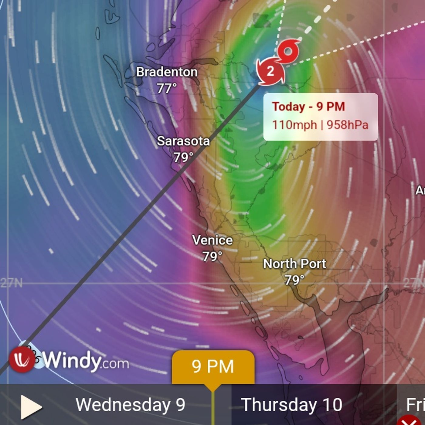 Sarasota, FL evening of 10/9/24 various models