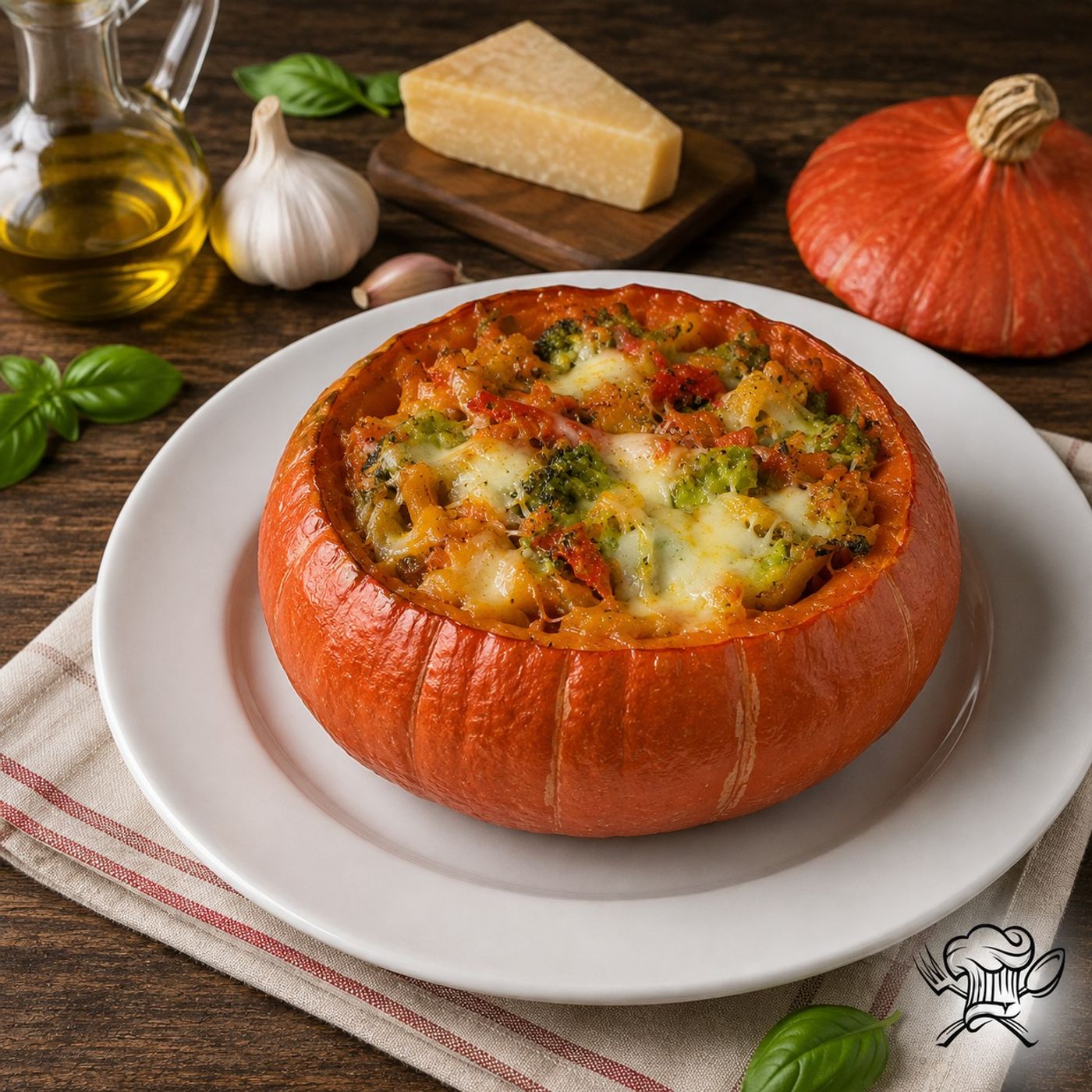 Zucca Ripiena di Verdure al Forno con Formaggio Filante