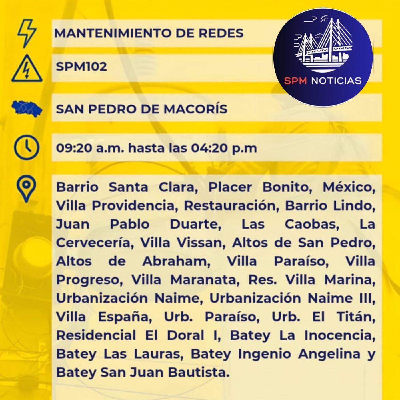 Mantenimiento Programado de EDEESTE en SPM (13-04-2026)